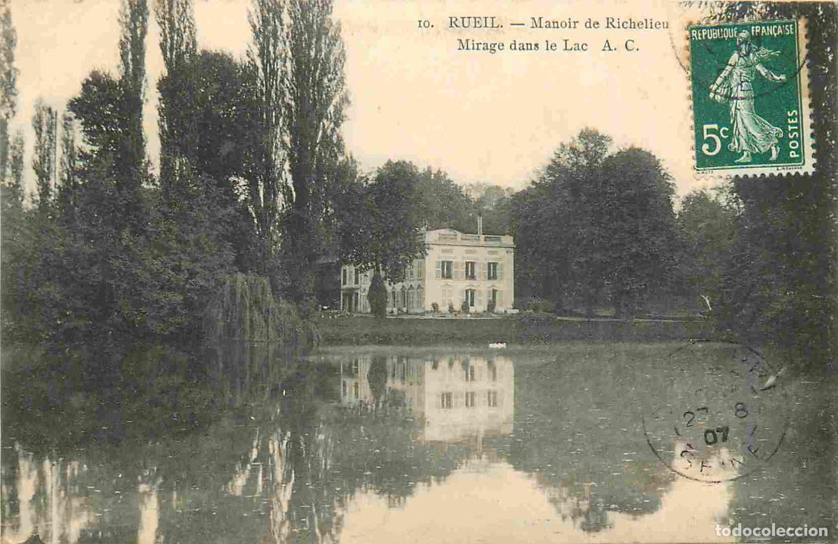 Postales: France - 92 - Rueil Malmaison - Manoir de Richelieu - Mirage dans le Lac - CPA - Oblit&eacute;ration de 190