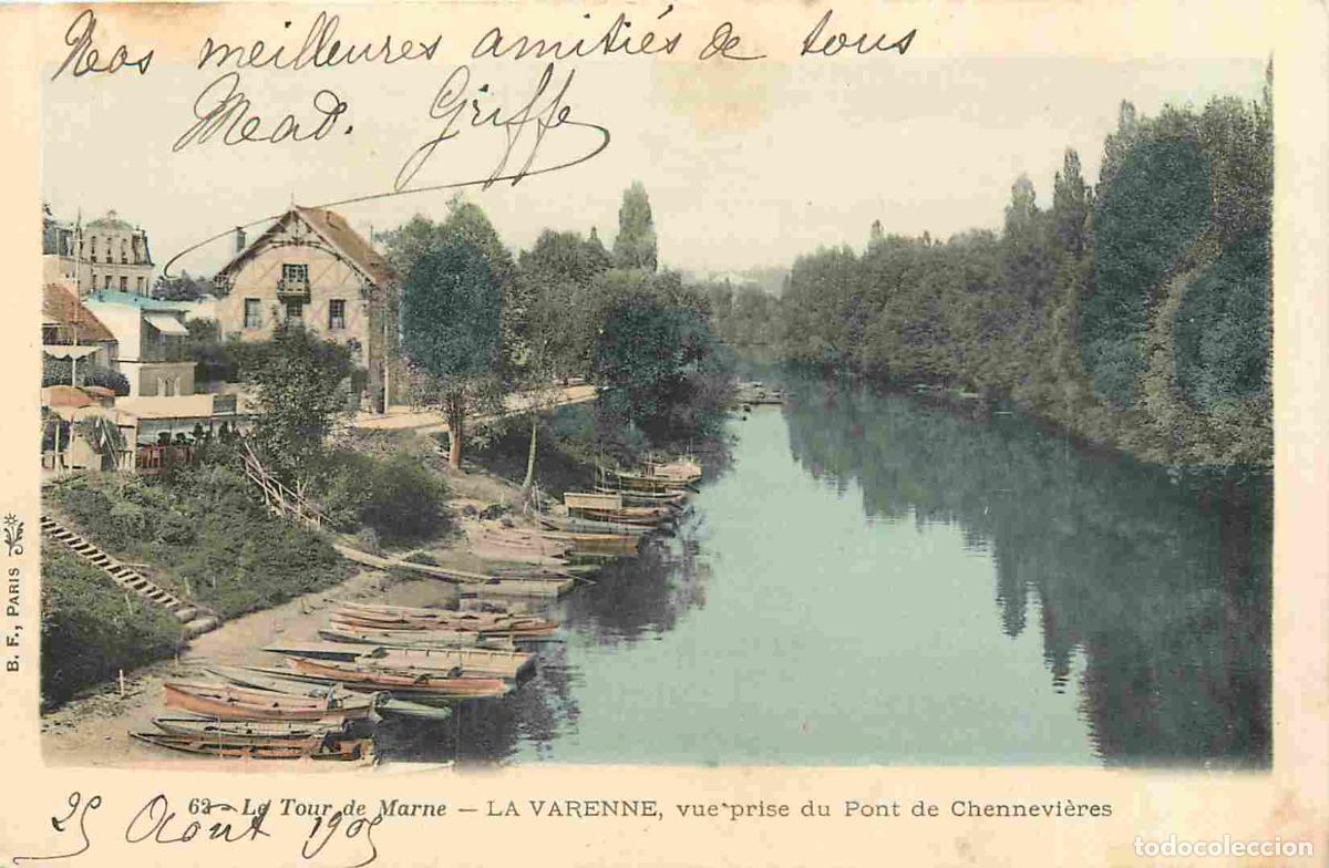 Cartes Postales: France - 94 - La Varenne - Le Tour de Marne - Vue prise du pont de Chennevi&egrave;res - Coloris&eacute;e - CPA -