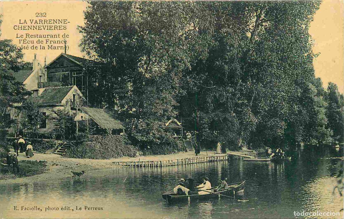 Cartes Postales: France - 94 - La Varenne - Chennevi&egrave;res - Le restaurant de l'Ecu de France - Anim&eacute;e - Canotage - CPA