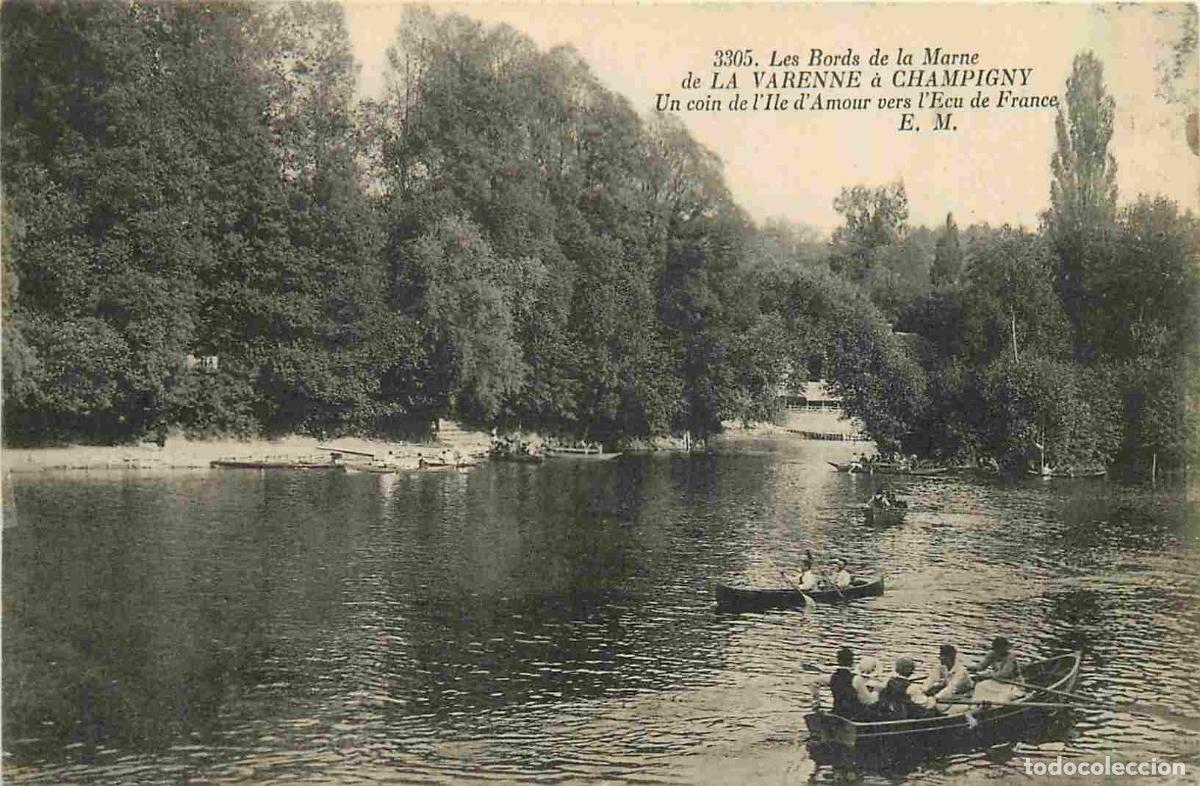 Postkarten: France - 94 - Val de Marne - Bords de Marne - Un coin de l'Ile d'Amour vers l'Ecu de France - Anim&eacute;e
