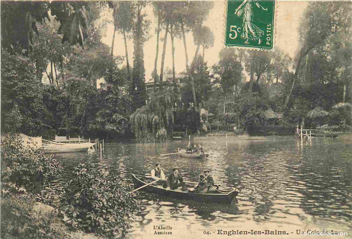 Postcards: France - 95 - Enghien les Bains - Un Coin du Lac - Anim&eacute;e - Canotage - CPA - Oblit&eacute;ration de 1913 -