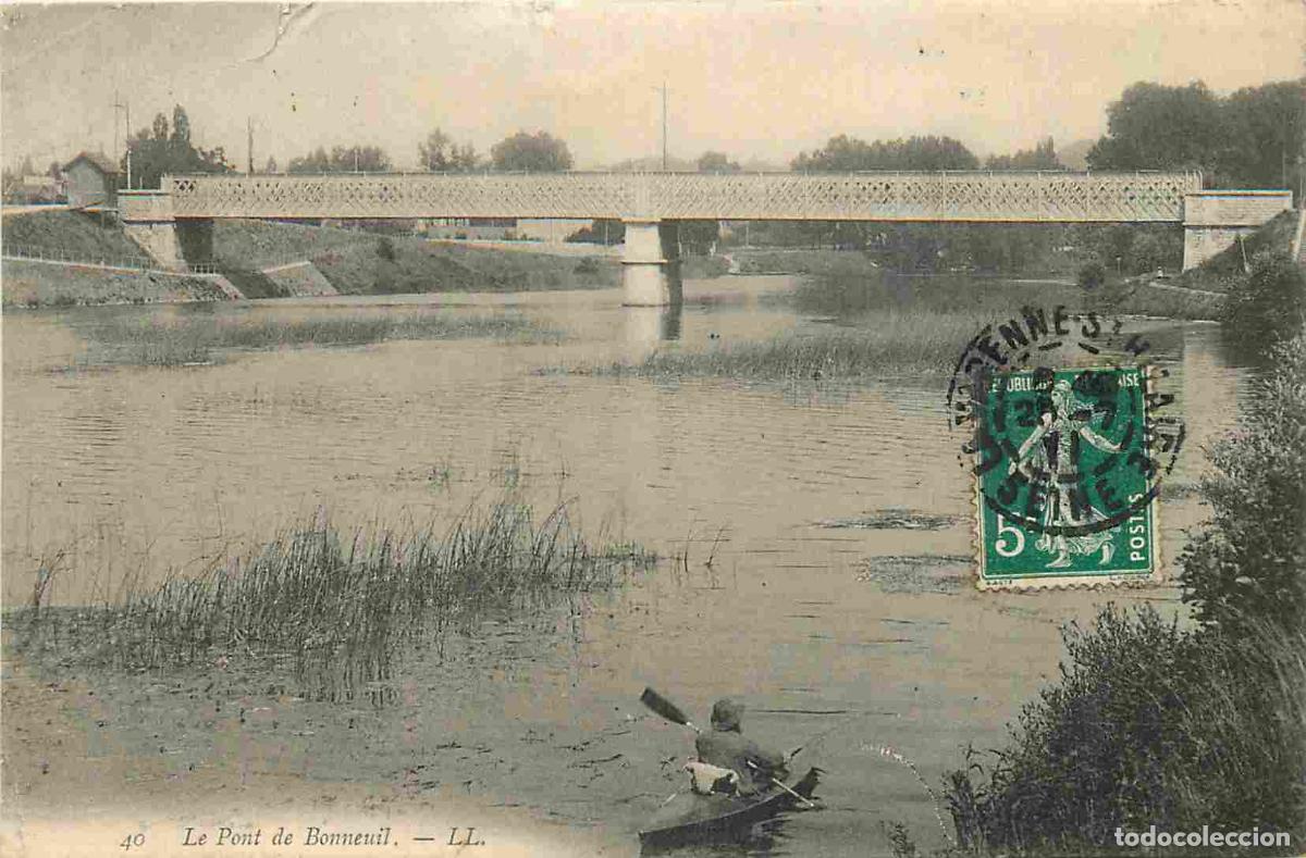 Postcards: France - 94 - Bonneuil sur Marne - Le Pont de Bonneuil - Anim&eacute;e - Canotage - CPA - Oblit&eacute;ration de 1