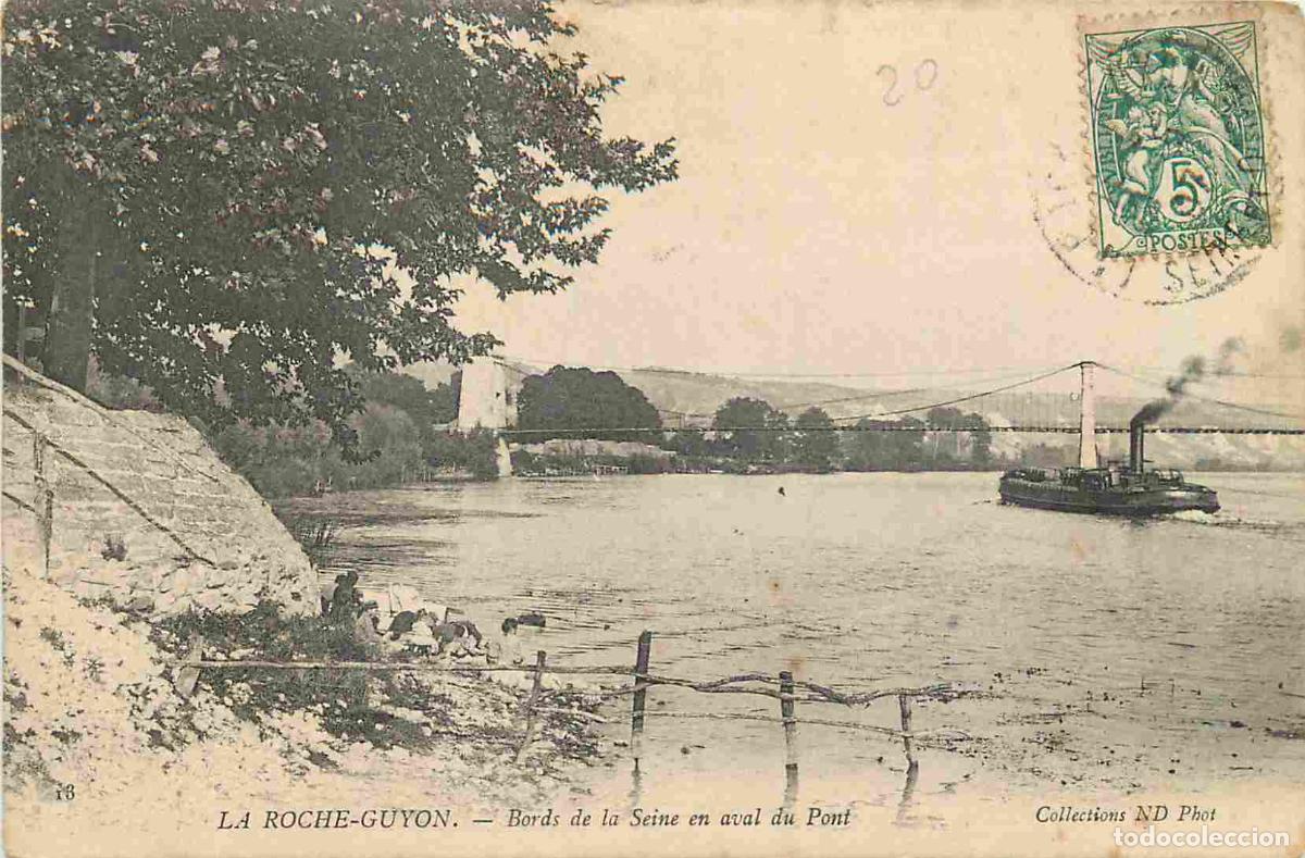 Postales: France - 95 - La Roche Guyon - Bords de la Seine en aval du Pont - Bateaux - CPA - Oblit&eacute;ration - Vo