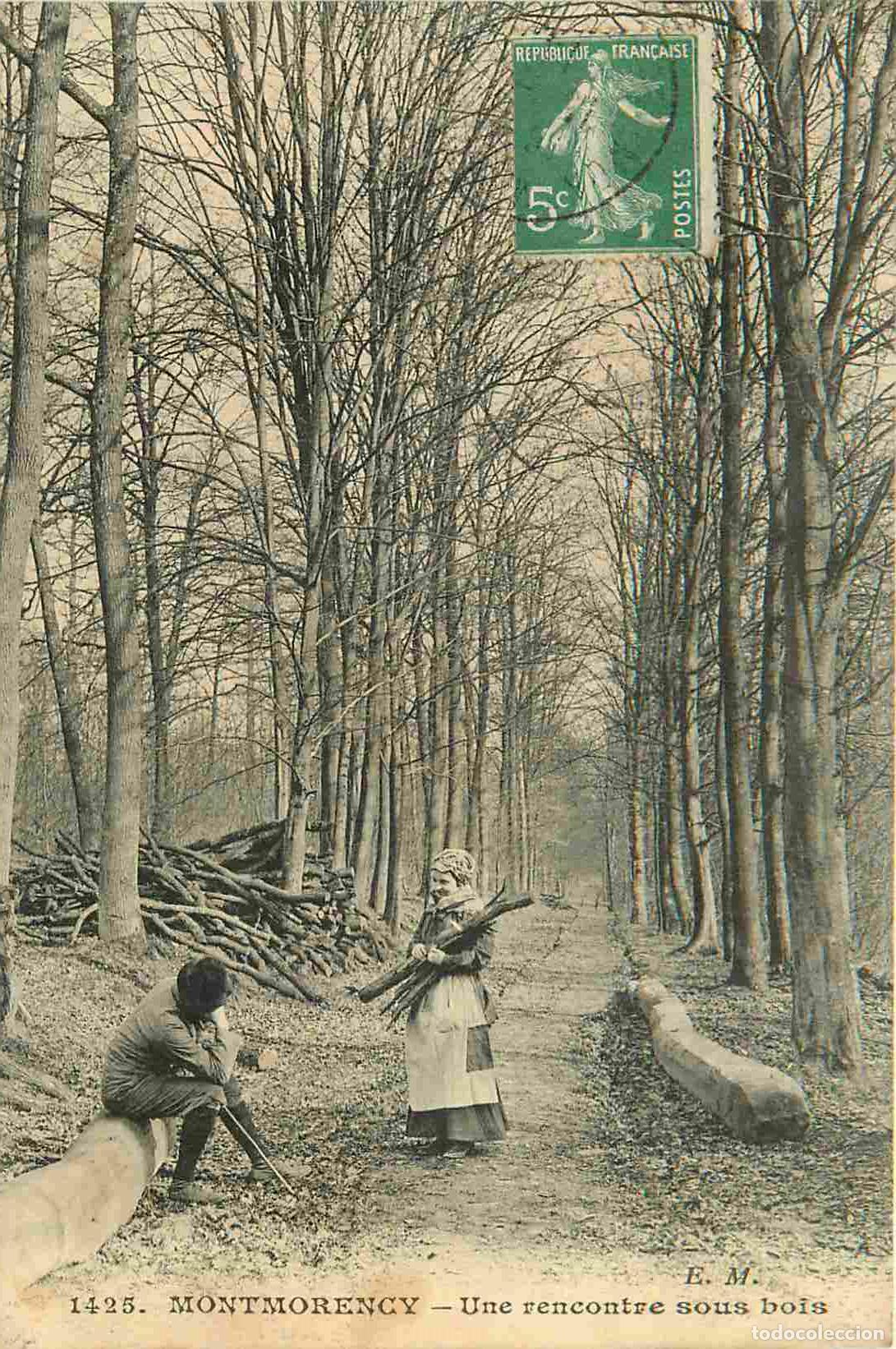 Postales: France - 95 - Montmorency - Une rencontre sous bois - Anim&eacute;e - CPA - Oblit&eacute;ration - Voir Scans Recto