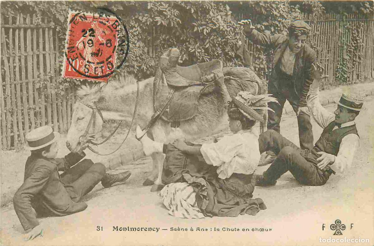 Postales: France - 95 - Montmorency - Sc&egrave;ne &agrave; Ane - la Chute en ch�ur - Anim&eacute;e - CPA - Oblit&eacute;ration - Voir Sca