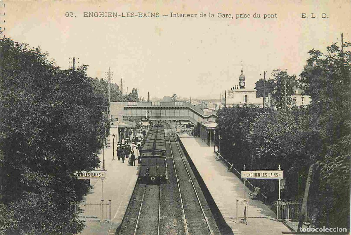 Postales: France - 95 - Enghien les Bains - int&eacute;rieur de la Gare prise du pont - Anim&eacute;e - CPA - Voir Scans Rec