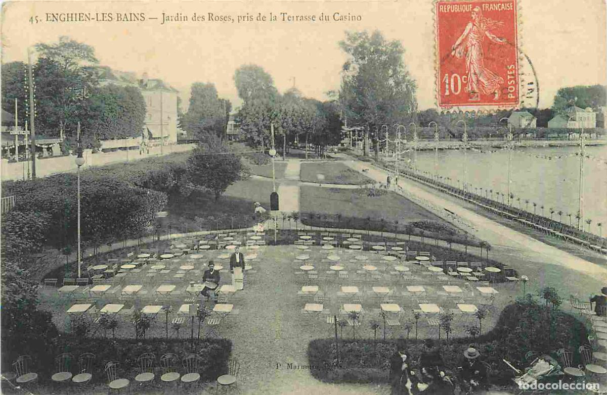 Cartoline: France - 95 - Enghien les Bains - Jardin des Roses pris de la Terrasse du Casino - Anim&eacute;e - CPA - Ob