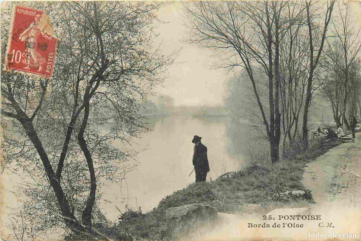Cartoline: France - 95 - Pontoise - Bords de l'Oise - Anim&eacute;e - Pecheur &agrave; la ligne - CPA - Oblit&eacute;ration - Etat g