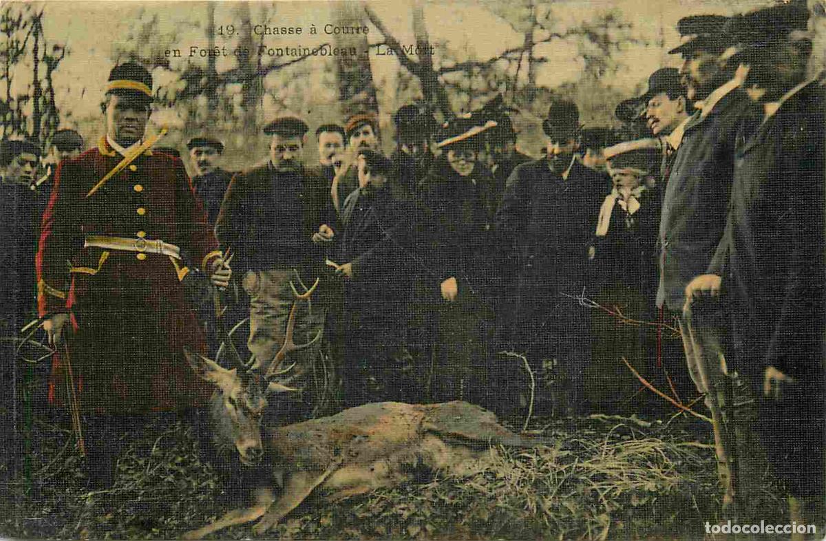 Cartes Postales: France - 77 - For&ecirc;t de Fontainebleau - Chasse &agrave; Courre - La Mort - Anim&eacute;e - Coloris&eacute;e - CPA - Oblit&eacute;