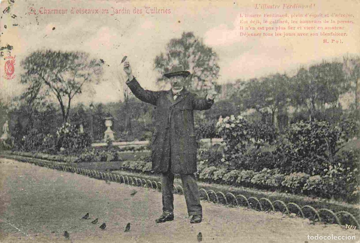Cartes Postales: France - 75 - Paris - Le chameur d'oiseaux au jardin des Tuileries - Anim&eacute;e - Pr&eacute;curseur - CPA - Obl
