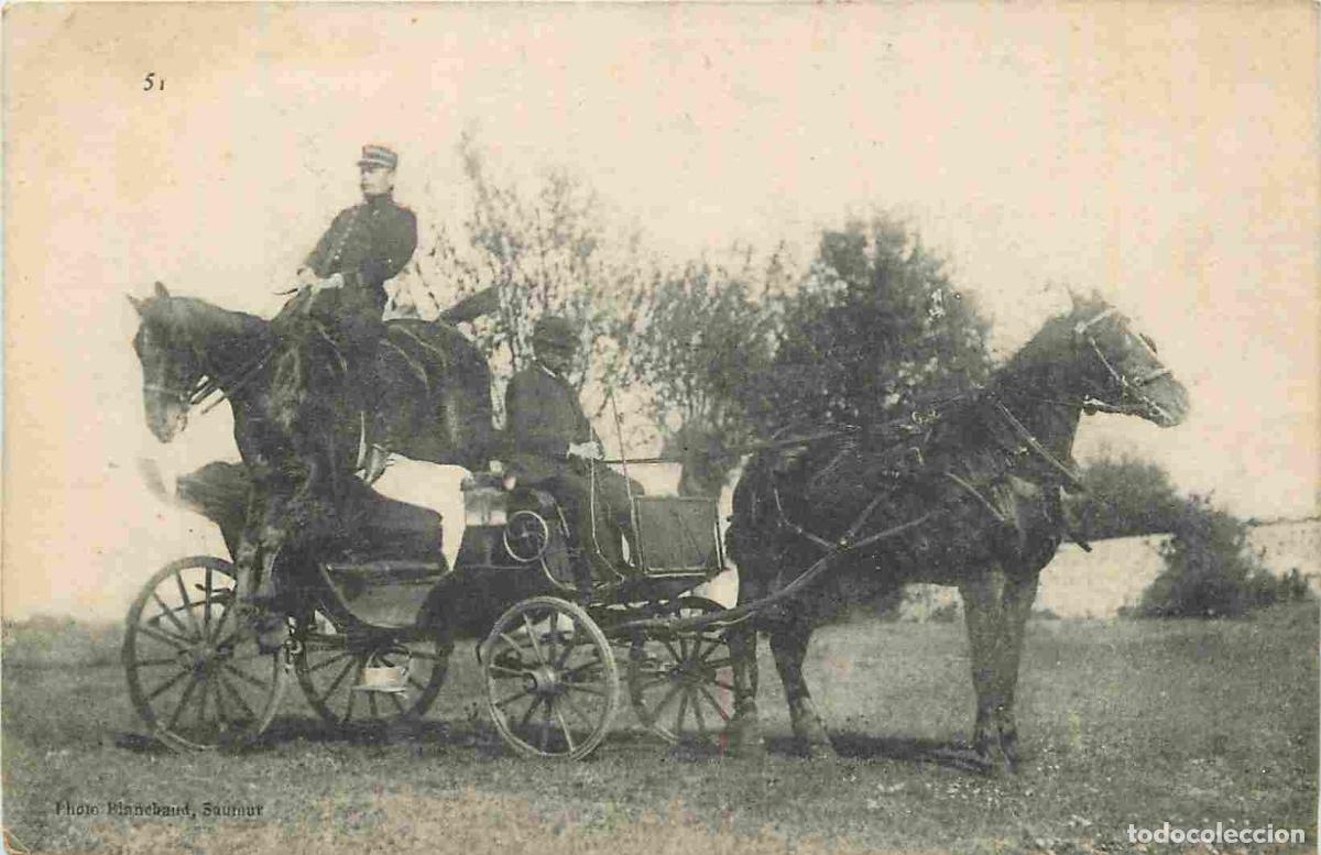 Postkarten: France - 49 - Saumur - Saut de cheval au dessus d'un fiacre - Anim&eacute;e - Cadre Noir - CPA - Voir Scans
