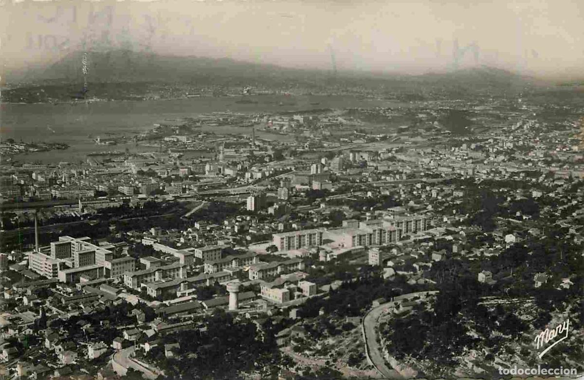 Postais: France - 83 - Toulon - Vue G&eacute;n&eacute;rale a&eacute;rienne - Carte Dentel&eacute;e - CPSM format CPA - Oblit&eacute;ration - Voi