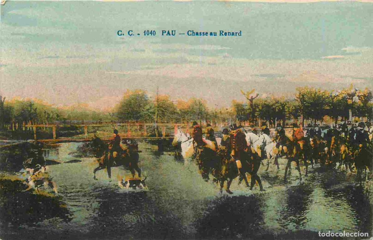 Postkarten: France - 64 - Pau - Chasse au renard - Anim&eacute;e - Coloris&eacute;e - CPA - Voir Scans Recto-Verso