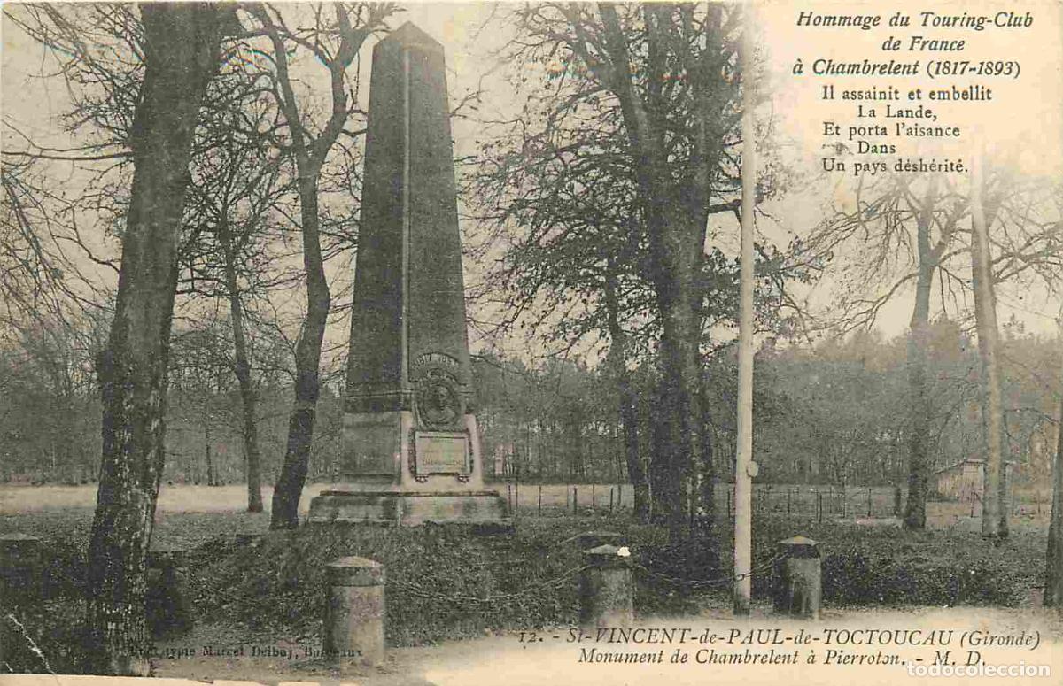 Cartoline: France - 33 - Saint Vincent de Paul de Toctoucau - Monument de Chambrelent &agrave; Pierroton - CPA - Voir