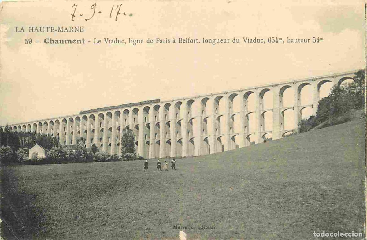 Cartoline: France - 52 - Chaumont sur Marne - Le viaduc ligne de Paris &agrave; Belfort - CPA - Voyag&eacute;e en 1917 - Voir