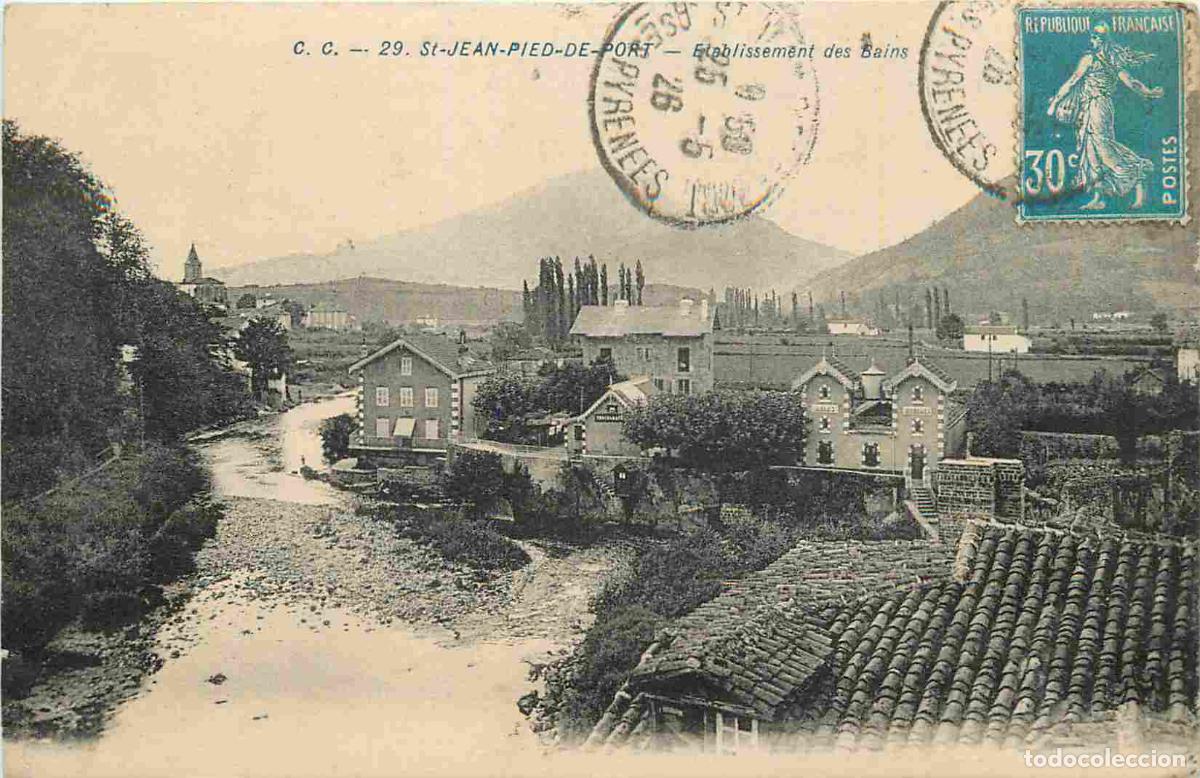 Cartoline: France - 64 - Saint Jean de Pied de Port - Etablissement des bains - CPA - Oblit&eacute;ration de 1926 - Vo