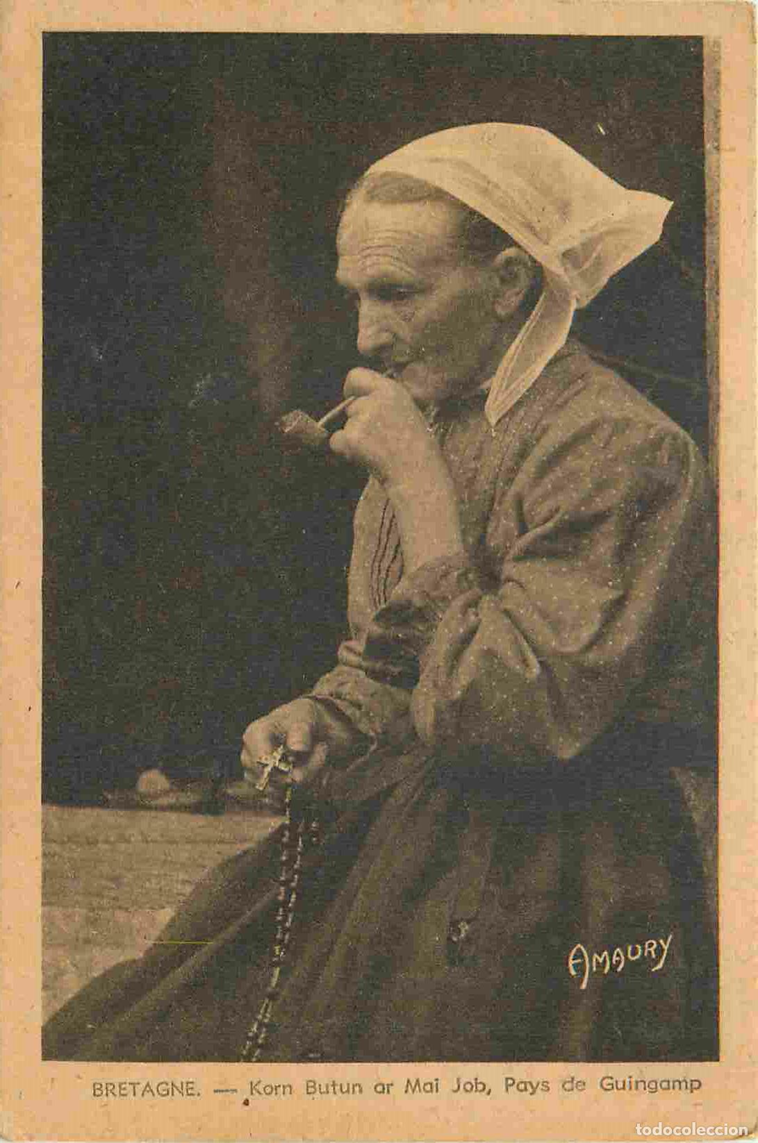 Cartoline: France - 22 - Guingamp - Femme fumant la pipe - Anim&eacute;e - Folklore - Sc&egrave;ne et Types - CPA - Oblit&eacute;rat