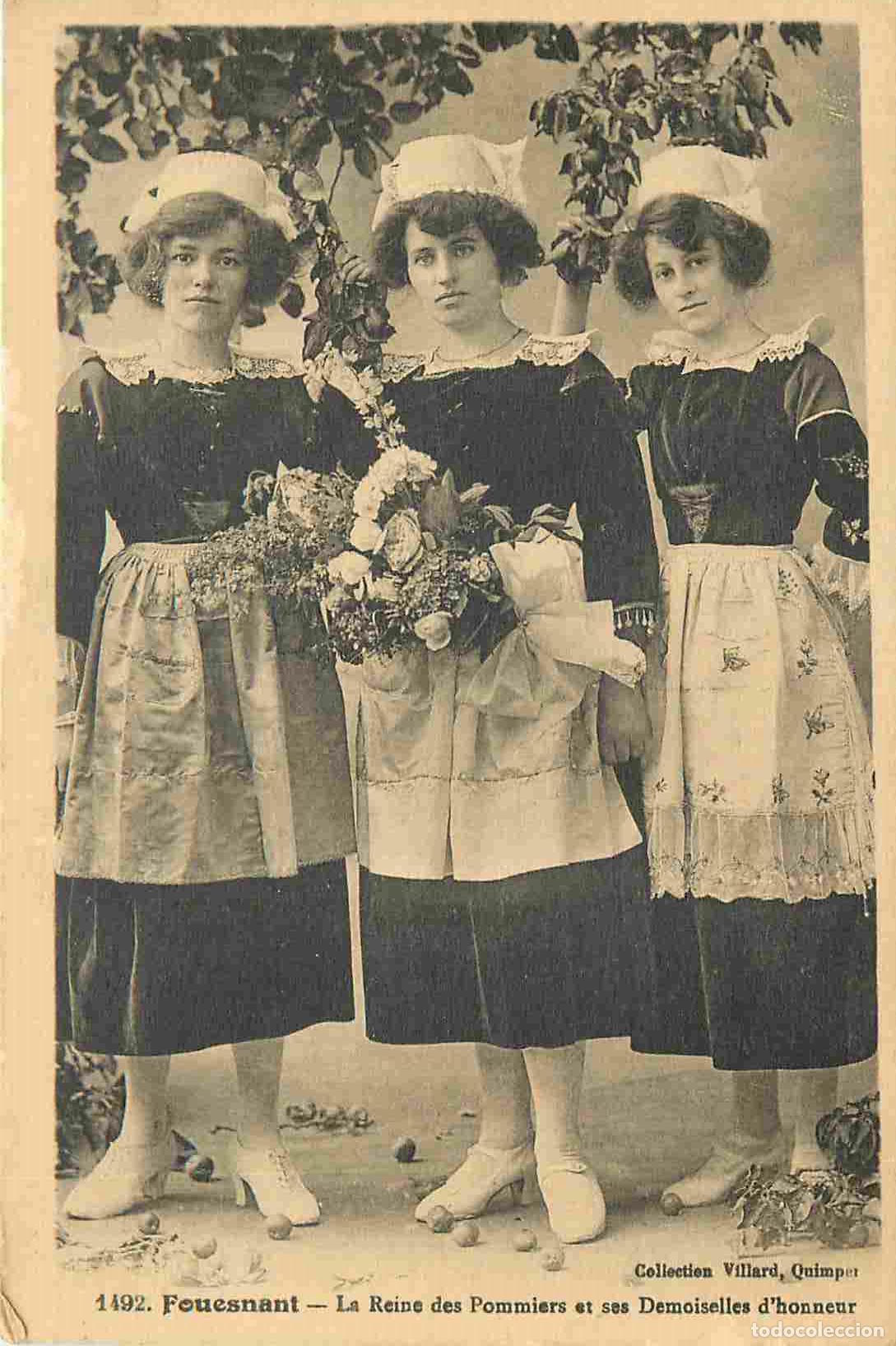 Cartoline: France - 29 - Fouesnant - La reine des pommiers ses demoiselles d'honneur - Anim&eacute;e - Folklore - Sc&egrave;n