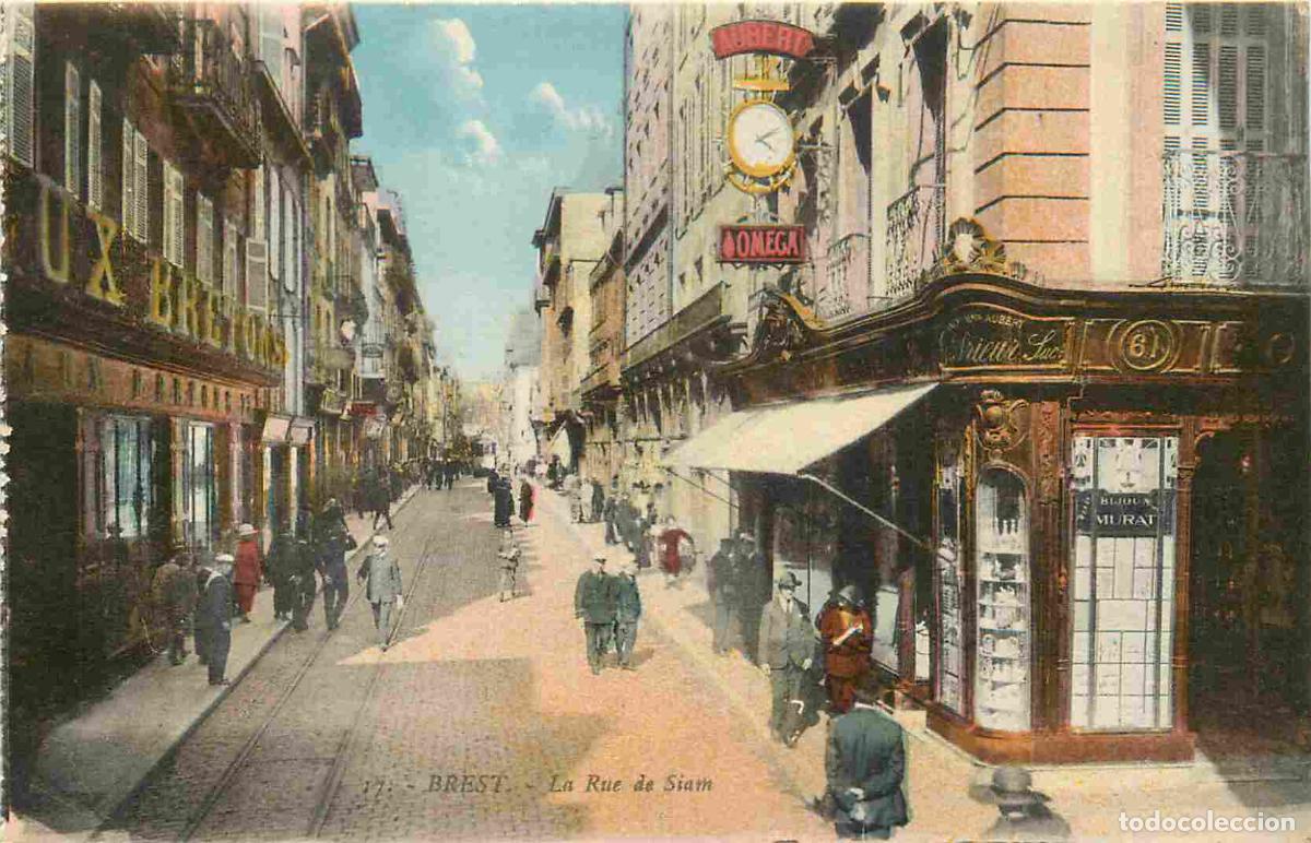 Cartoline: France - 29 - Brest - La rue du Siam - Anim&eacute;e - Coloris&eacute;e - CPA - Voir Scans Recto-Verso