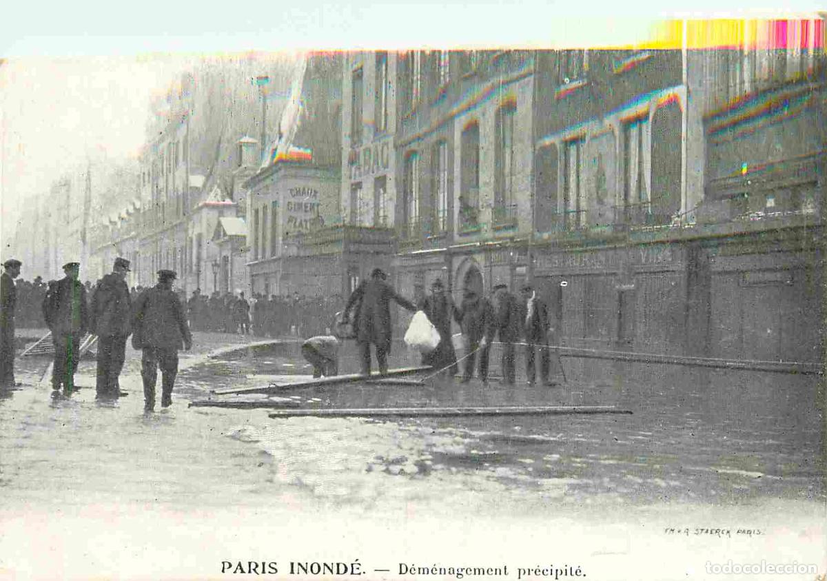 Postais: France - 75 - Paris - Paris inond&eacute; - D&eacute;m&eacute;nagement pr&eacute;cipit&eacute; - Anim&eacute;e - Publicit&eacute; lait d'Appenzell -