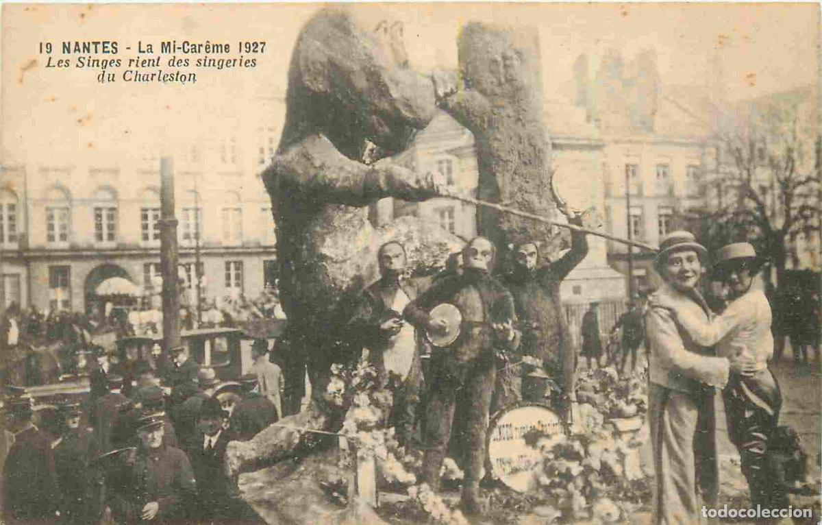 Postais: France - 44 - Nantes - La Mi Car&ecirc;me 1927 - Les singes rient des singeries du Charleston - Anim&eacute;e -