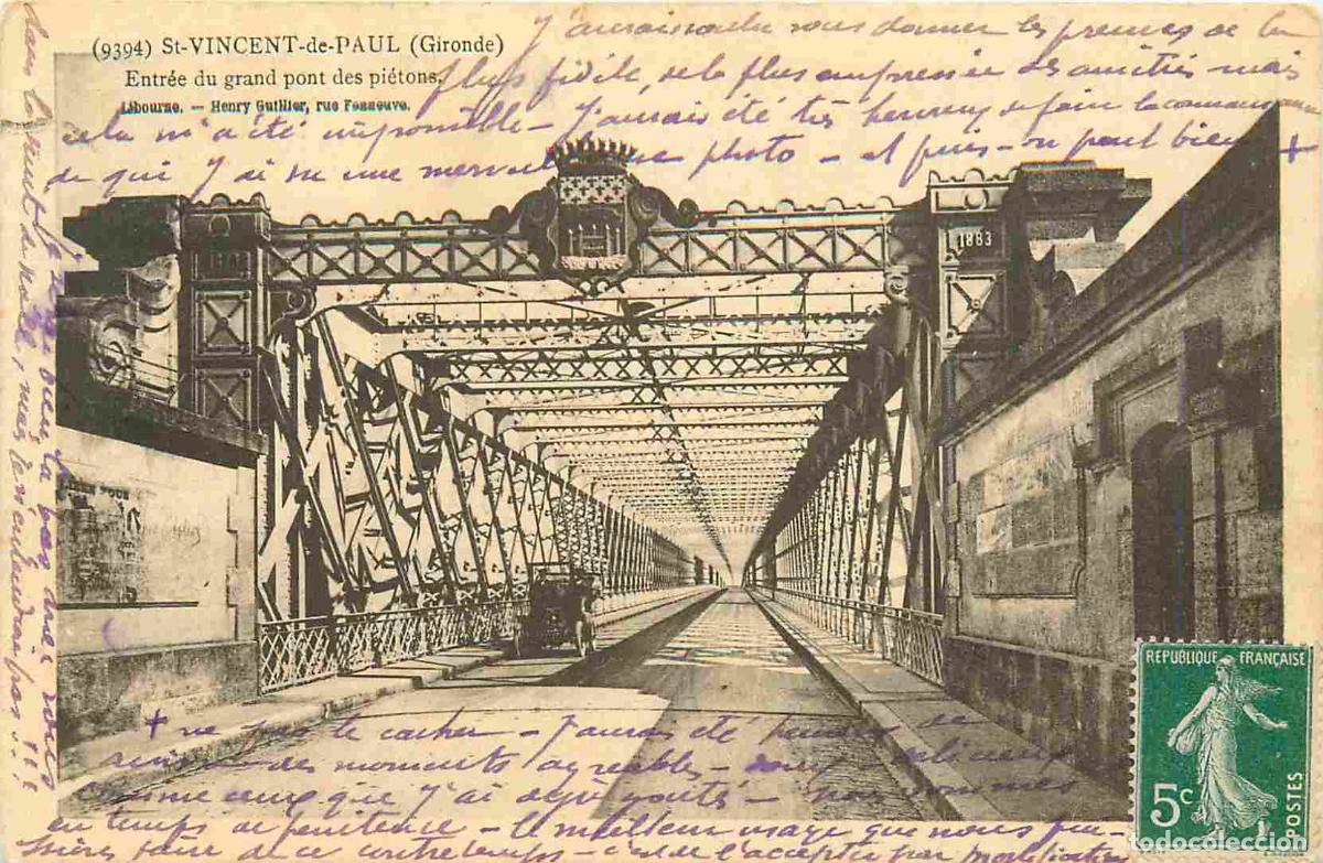 Postais: France - 33 - Saint Vincnent de Paul - Entr&eacute;e du grand pont des pi&eacute;tons - Automobiles - CPA - Oblit&eacute;