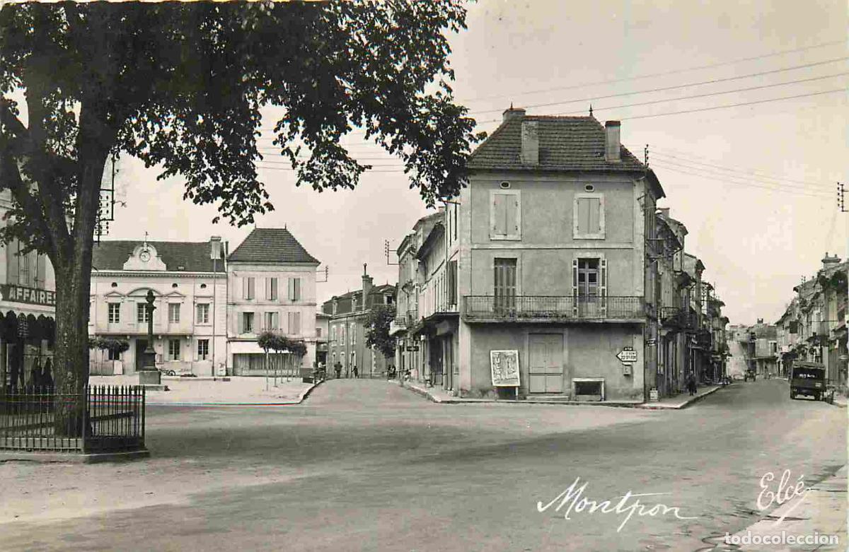 Postais: France - 24 - Montpon sur l'Isle - Rue Thiers et place de la mairie - Mention Photographie v&eacute;ritable