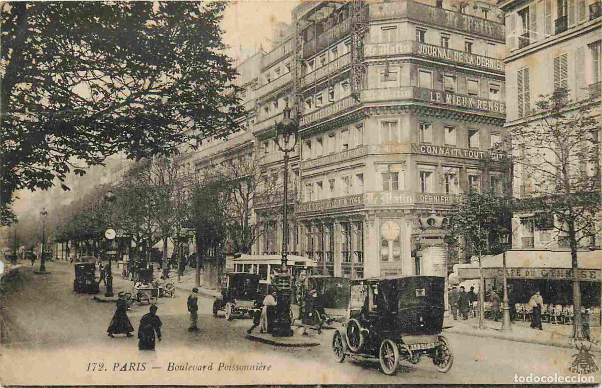 Postcards: France - 75 - Paris - Boulevard Poissonni&egrave;re - Anim&eacute;e - Automobiles - CPA - Voyag&eacute;e en 1919 - Etat c