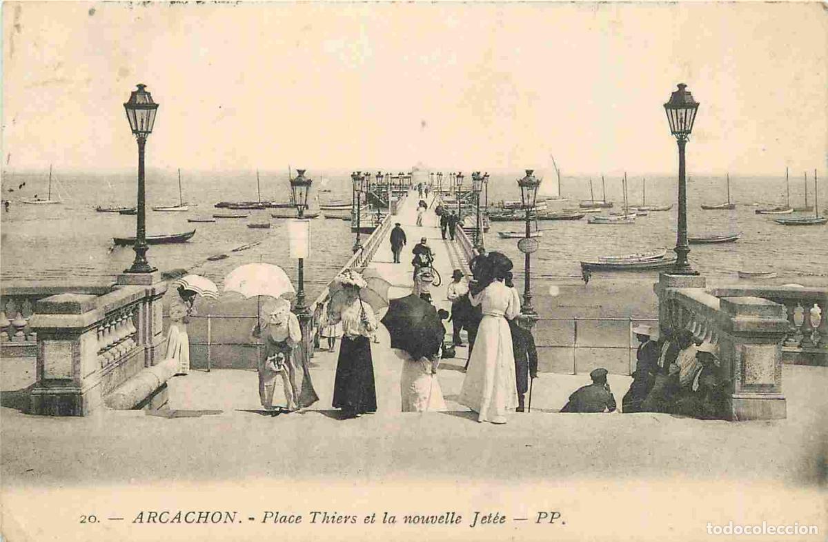 Cartes Postales: France - 33 - Arcachon - Place thiers est la nouvelle jet&eacute;e - Anim&eacute;e - CPA - Oblit&eacute;ration de 1915 -