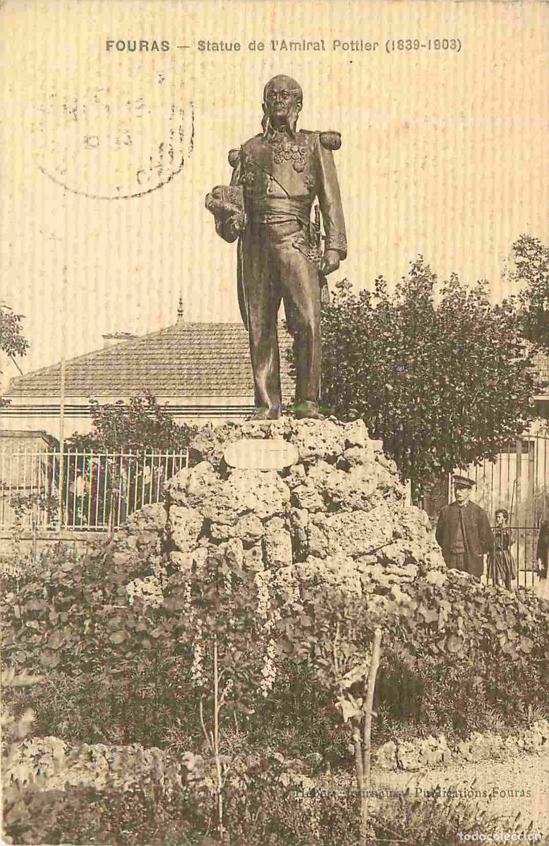 Cartes Postales: France - 17 - Fouras - Statut de l'amiral Potier - Anim&eacute;e - Carte Gaufr&eacute;e - CPA - Oblit&eacute;ration de 19