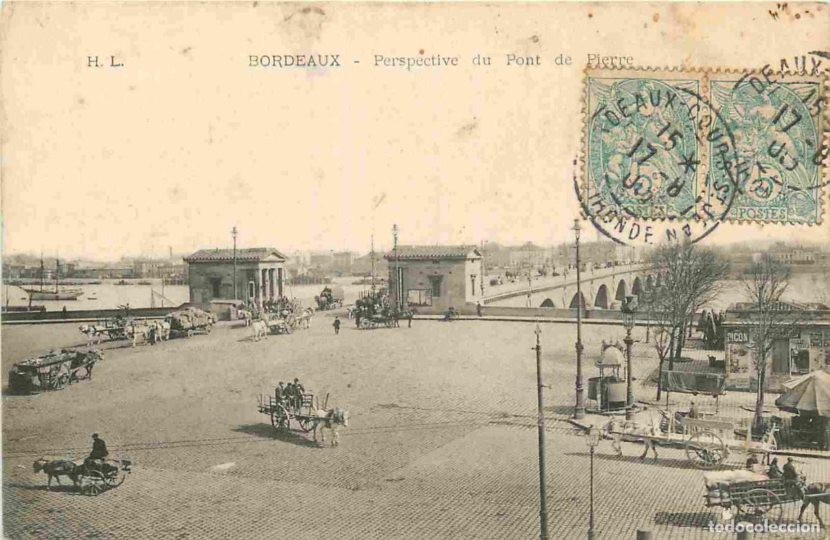 Cartes Postales: France - 33 - Bordeaux - Perspective sur le pont de Pierre - Anim&eacute;e - CPA - Oblit&eacute;ration de 1905 - E