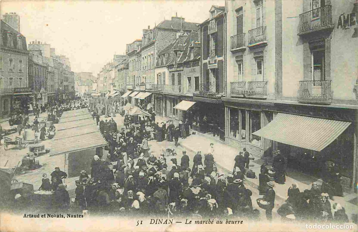 Cartes Postales: France - 22 - Dinan - Le march&eacute; au beurre - Anim&eacute;e - CPA - Oblit&eacute;ration de 1917 - Etat carte arrach&eacute;