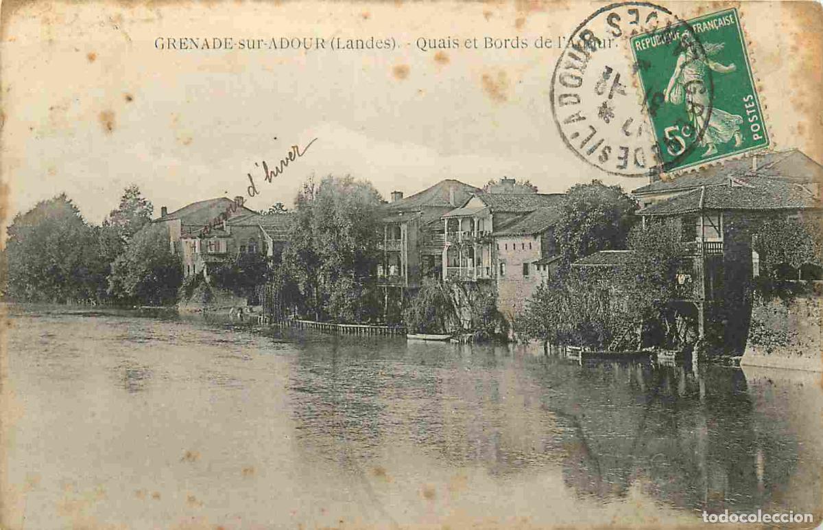 Postais: France - 40 - Grenade sur l'Adour - Quai et bords de l'Adour - CPA - Oblit&eacute;ration de 1914 - Voir Sca