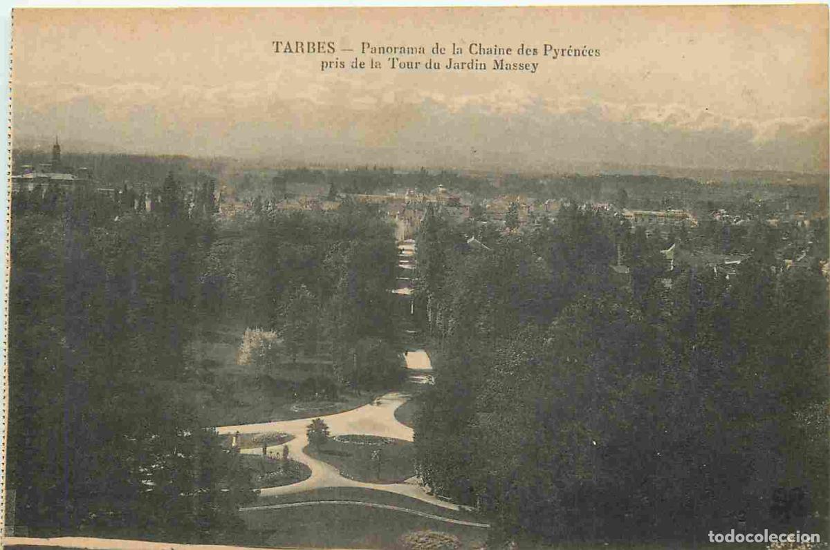 Postales: France - 65 - Tarbes - Panorama sur la cha&icirc;ne des Pyr&eacute;n&eacute;es pris de la tour du jardin Massey - Carte