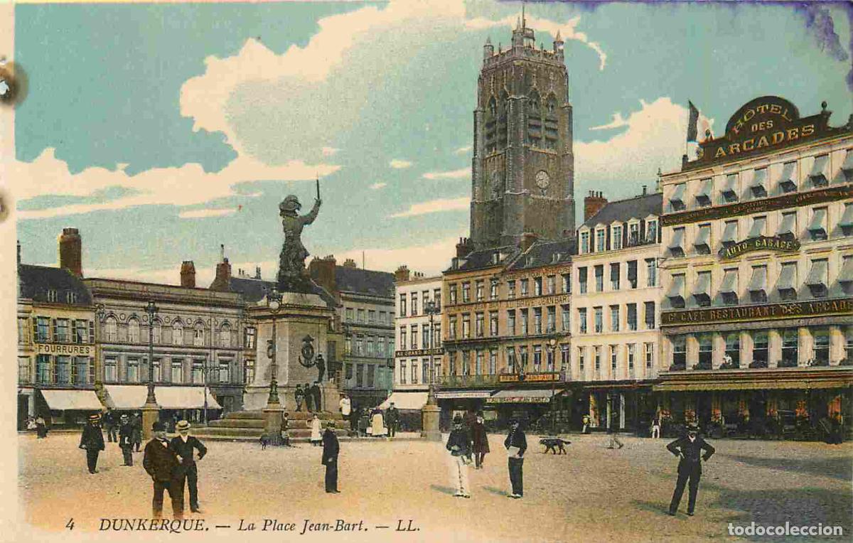 Postais: France - 59 - Dunkerque - La place Jean Bart - Anim&eacute;e - Coloris&eacute;e - Carte provenant d'un Carnet - CP