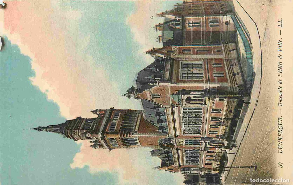 Postais: France - 59 - Dunkerque - Ensemble de l'h&ocirc;tel de ville - Coloris&eacute;e - Carte provenant d'un Carnet - C