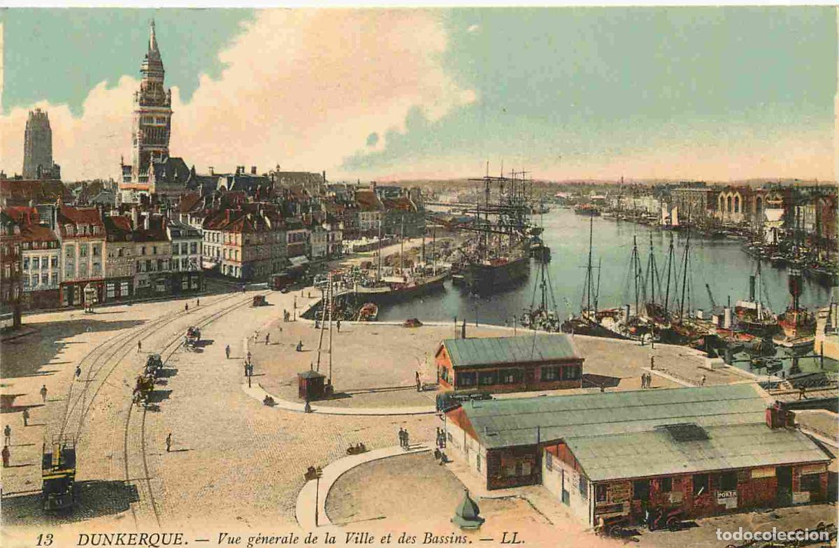 Postais: France - 59 - Dunkerque - Vue g&eacute;n&eacute;rale de la ville et les bassins - Coloris&eacute;e - Carte provenant d'un