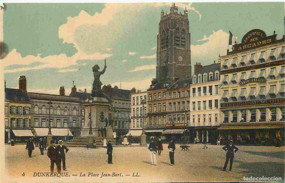 Postkarten: France - 59 - Dunkerque - La place Jean Bart - Anim&eacute;e - Coloris&eacute;e - Carte provenant d'un Carnet - CP