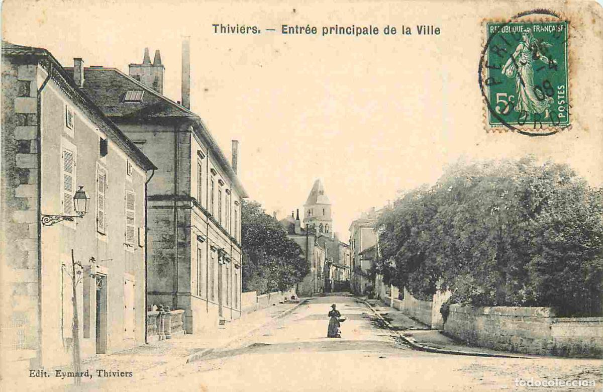 Postkarten: France - 24 - Thiviers - Entr&eacute;e principale de la ville - Anim&eacute;e - CPA - Oblit&eacute;ration de 1908 - Voir