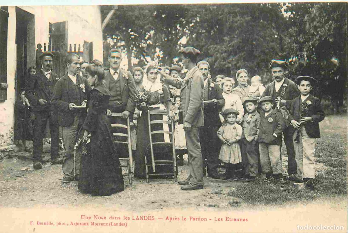 Postales: France - 40 - Landes - Une noce dans les Landes - apr&egrave;s le pardon - les &eacute;trennes - Anim&eacute;e - Folklore