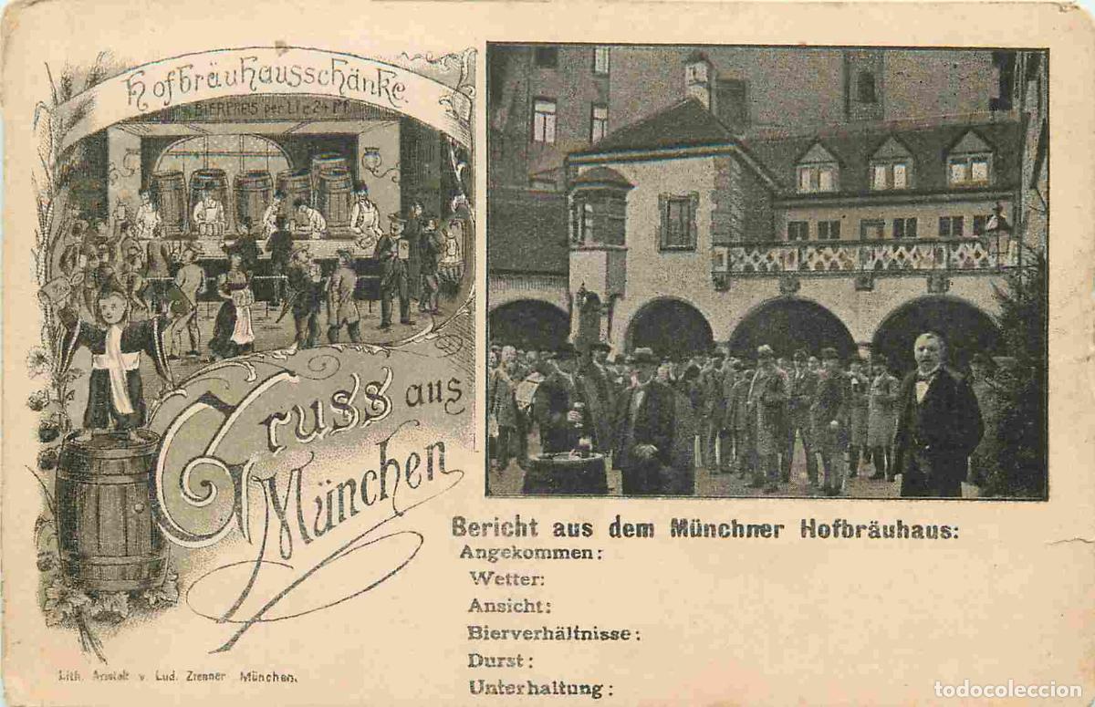 Postais: Allemagne - Munchen - Munich - Bericht aus dem M&ucirc;nchner Hofbrauhaus - Anim&eacute;e - Pr&eacute;curseur - CPA - Vo
