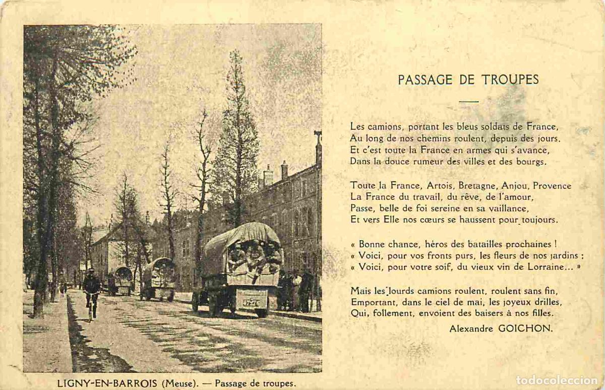 Postais: France - 55 - Ligny en Barrois - Guerre 1914-18 - Passage de troupes - Anim&eacute;e - Militaria - CPA - Vo