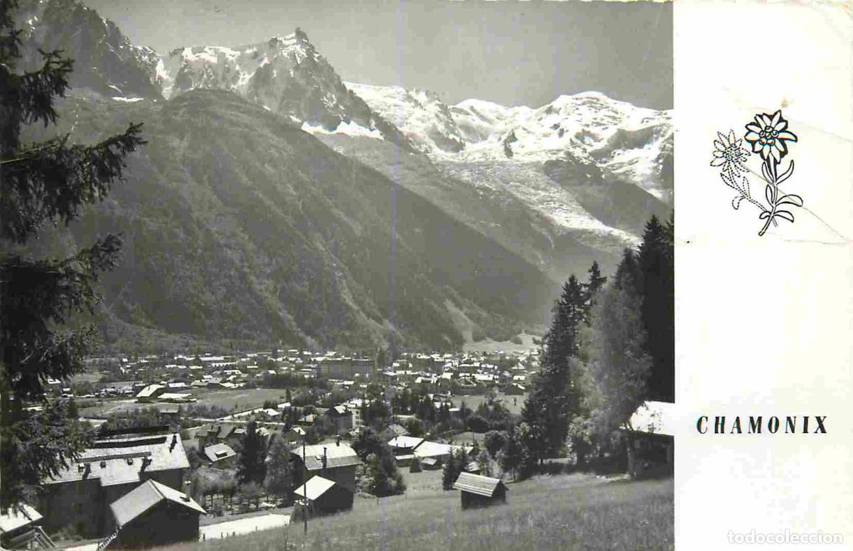 Cartes Postales: France - 74 - Chamonix - Le Mont Blanc et la ville de Chamonix vue du Belv&eacute;d&egrave;re - Carte Dentel&eacute;e - C