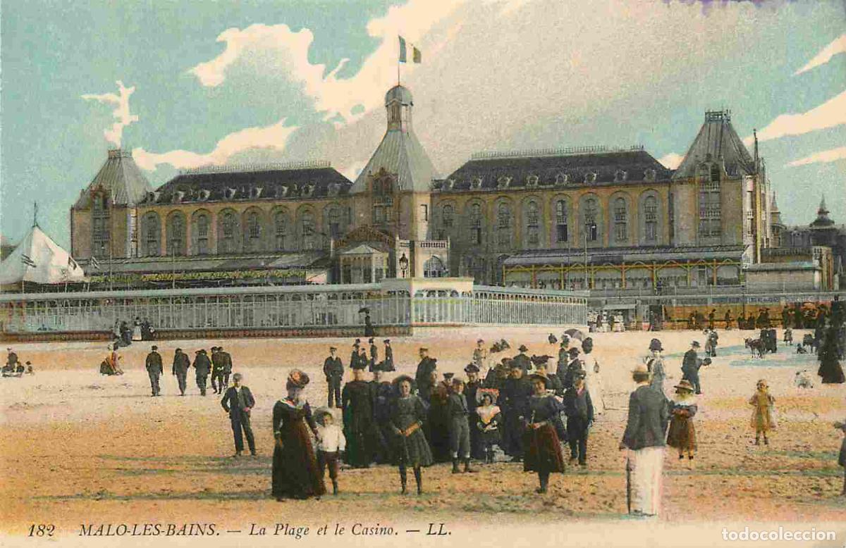 Postales: France - 59 - Malo les Bains - La plage et le casino - Anim&eacute;e - Coloris&eacute;e - Carte provenant d'un Car
