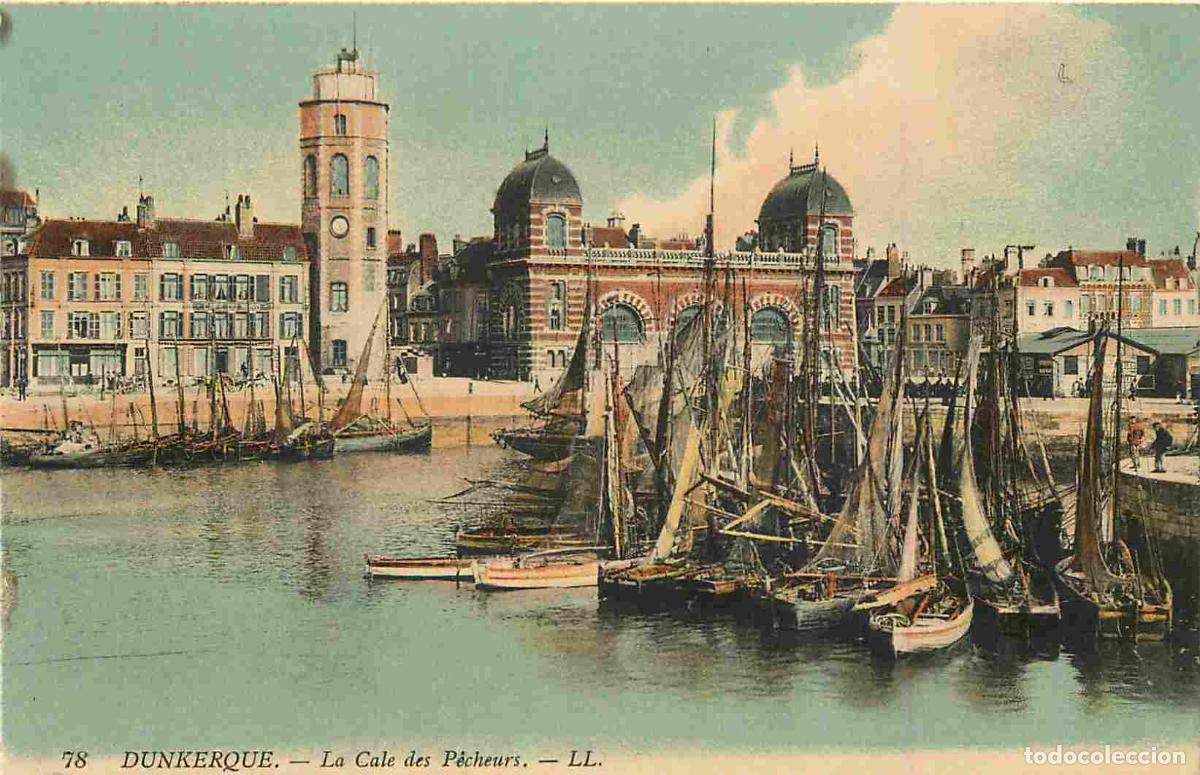 Postales: France - 59 - Dunkerque - La cale des p&ecirc;cheurs - Coloris&eacute;e - Carte provenant d'un Carnet - CPA - Voi