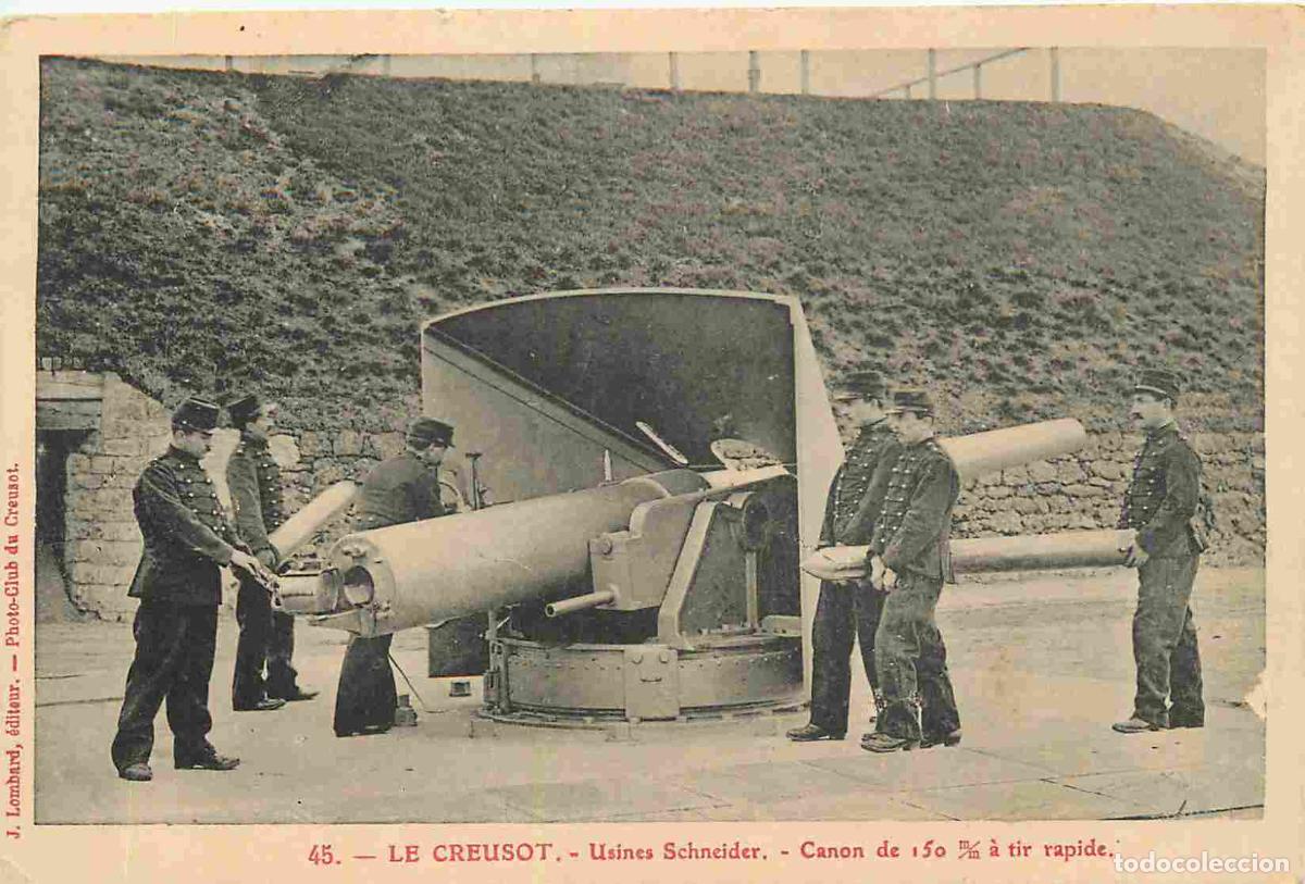 Cartes Postales: France - 71 - Le Creusot - Usines Schneider - Canon de 150 mm &agrave; tir rapide - Anim&eacute;e - Militaria - Gr
