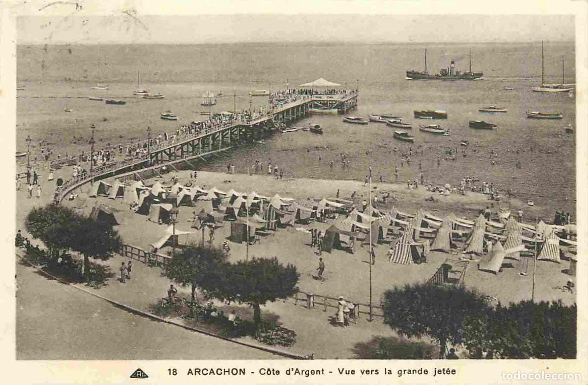 Postais: 33 - Arcachon - Vu vers la grande jet&eacute;e - CPA - Oblit&eacute;ration de 1937 - Voir Scans Recto-Verso