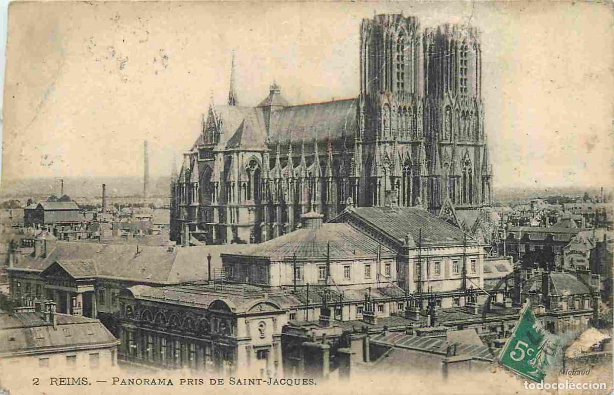Cartes Postales: 51 - Reims - Panorama pris de Saint Jacques - Cath&eacute;drale - CPA - Oblit&eacute;ration de 1914 - Voir Scans R