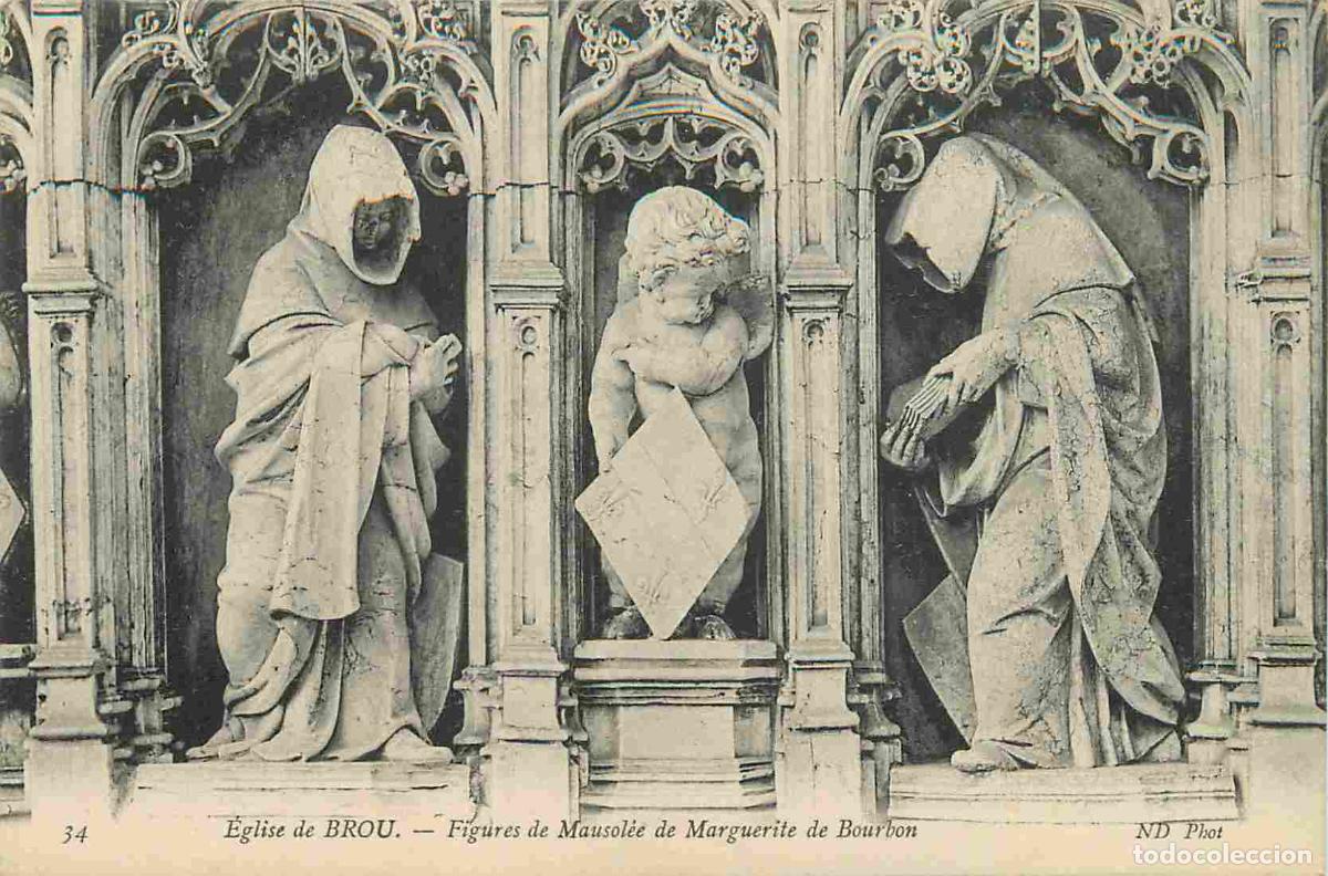 Cartes Postales: 01 - Bourg en Bresse - int&eacute;rieur de l'Eglise de Brou - Figures de mausol&eacute;e de Marguerite de Bourbon