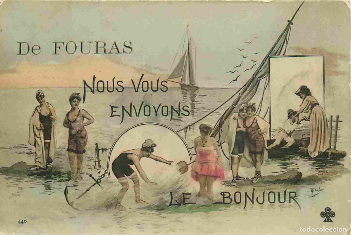 Postais: 17 - Fouras - Nous vous envoyons le bonjour - illustration - Coloris&eacute;e - CPA - Voir Scans Recto-Vers